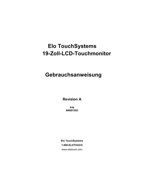 Touchmonitor Gebrauchsanweisung