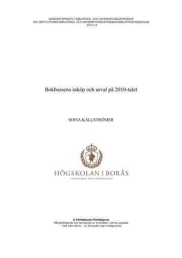 Bokbussens inköp och urval på 2010-talet - BADA - Högskolan i Borås
