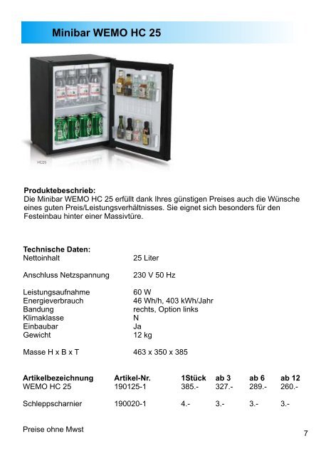 Minibar CH 2013 - WEMO Geräte AG