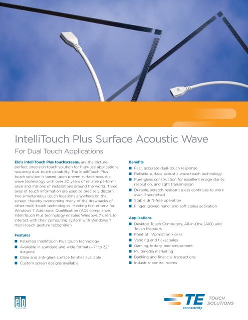 IntelliTouch Plus Surface Acoustic Wave - Elo Touch Solutions