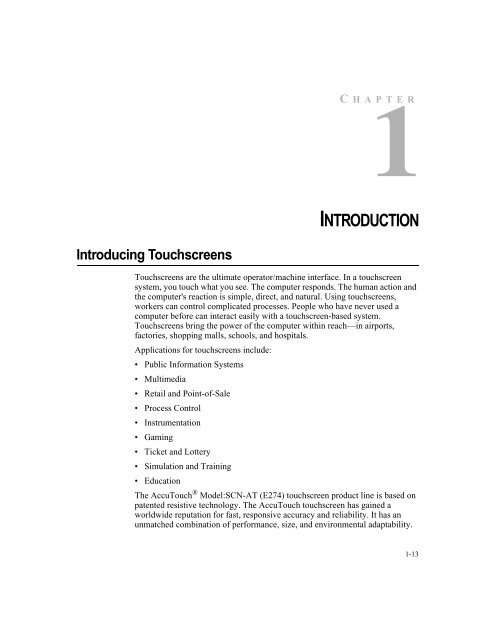 AccuTouch Product Guide - Elo TouchSystems