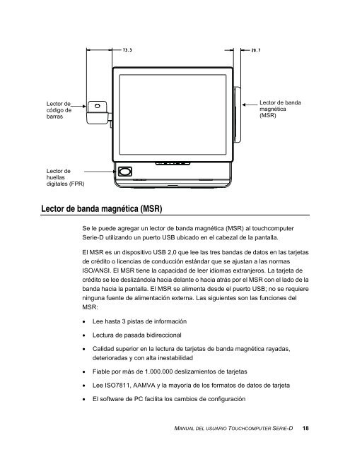 Manual del usuario del Touchcomputer Serie-D