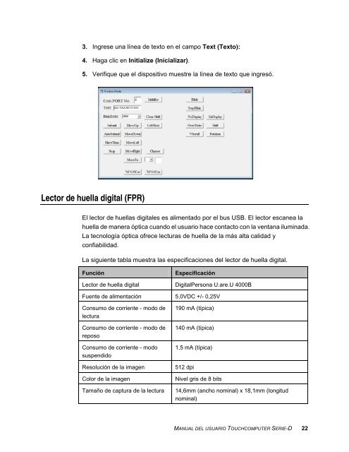 Manual del usuario del Touchcomputer Serie-D