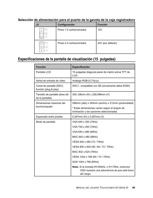 Manual del usuario del Touchcomputer Serie-D