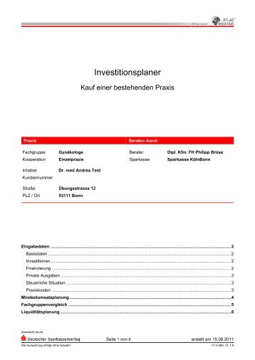 Atlas Medicus - Report Investitionsplaner - Sparkasse KölnBonn