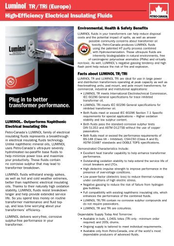 High-Efficiency Electrical Insulating Fluids TR/TRi ... - Petro-Canada