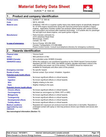 MSDS - Petro-Canada