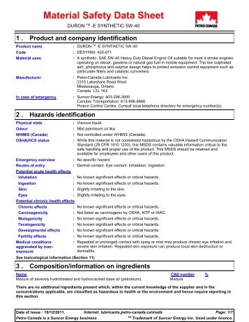 MSDS - Petro-Canada