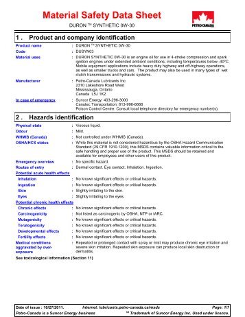 MSDS - Petro-Canada