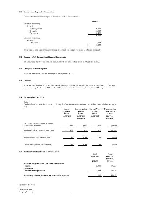 focal aims holdings berhad - Announcements - Bursa Malaysia