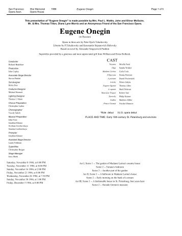Cast Page - San Francisco Opera Performance Archive