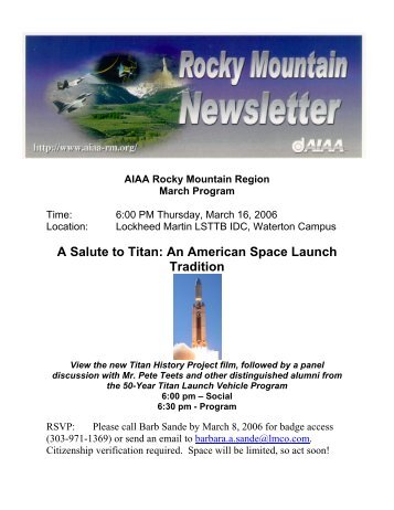 A Salute to Titan: An American Space Launch Tradition - AIAA Info ...