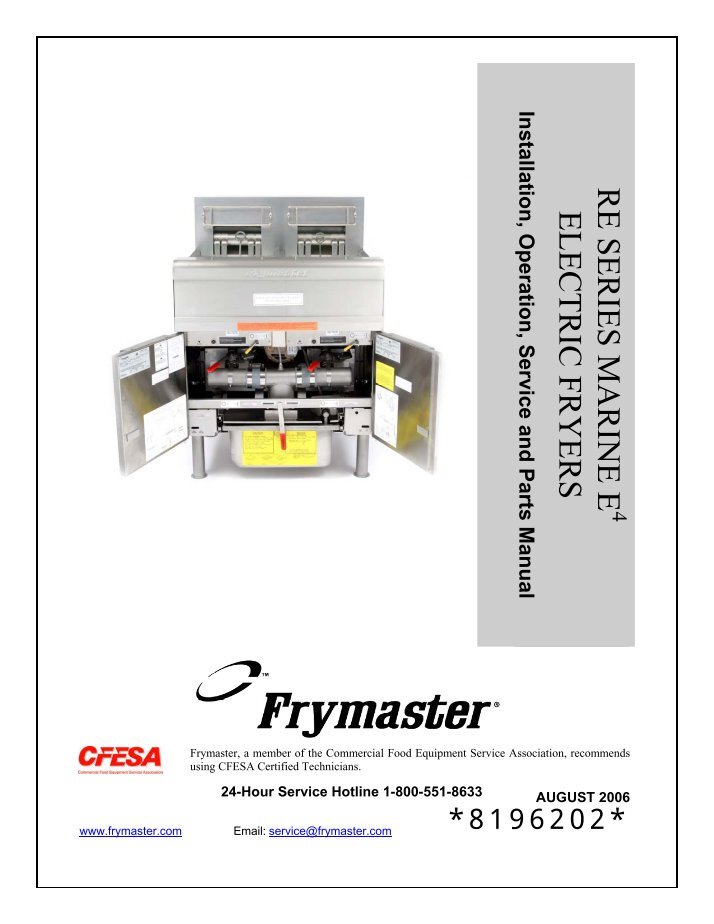 35 Series Gas Fryers Service & Parts Manual - Frymaster