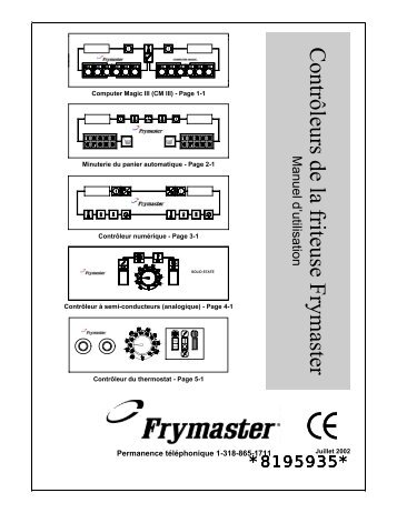 Contrôleurs de la friteuse FrymasterManuel d'utilisation