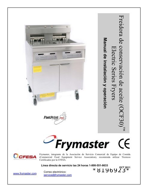 freidora eléctrica serie ocf30 - Frymaster