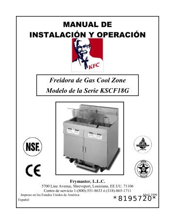 MANUAL DE INSTALACIÓN Y OPERACIÓN - Frymaster