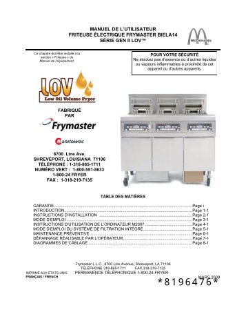 friteuse électrique gen ii lov - Frymaster