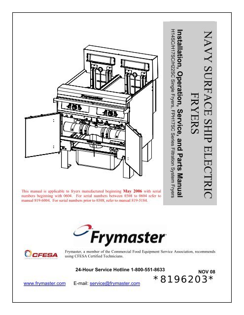 NAVY SURFACE SHIP ELECTRIC FRYERS - Frymaster