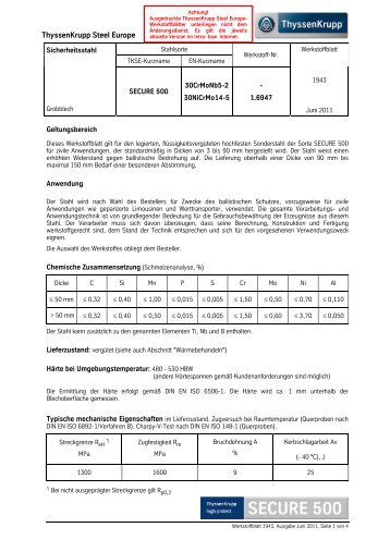 secure 500 - Sonderbaustähle von ThyssenKrupp Steel Europe ...