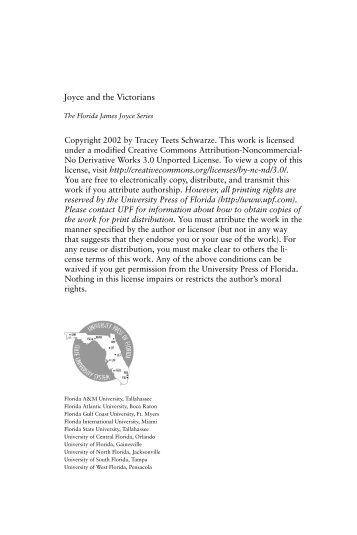 Joyce and the Victorians Copyright 2002 by Tracey Teets Schwarze ...