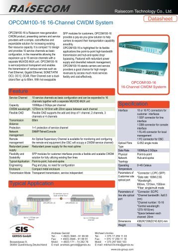 OPCOM100-16 16-Channel CWDM System Specifcation Feature ...
