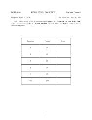 ECSE.6440 FINAL EXAM SOLUTION Optimal Control Assigned ...