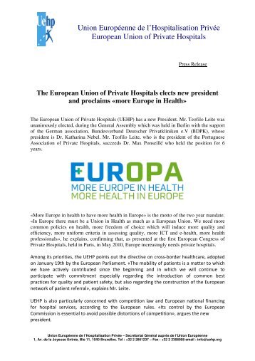 The European Union of Private Hospitals elects new - BDPK