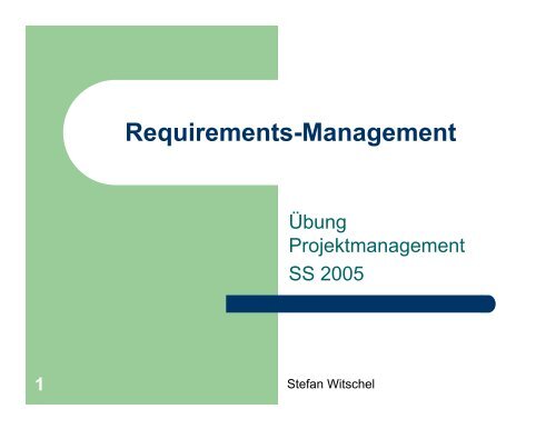 Übung "Requirements-Management" - Bauhaus Cs Uni Magdeburg