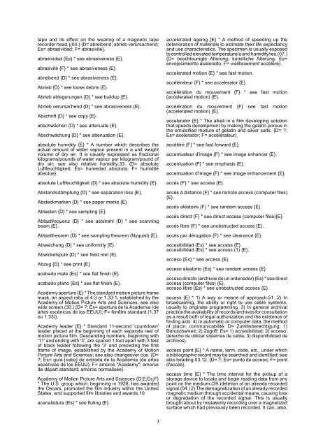 Glossary of Terms Related to the Archiving of Audiovisual ... - Unesco