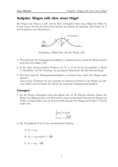 Aufgabe: Wagen rollt über einen Hügel