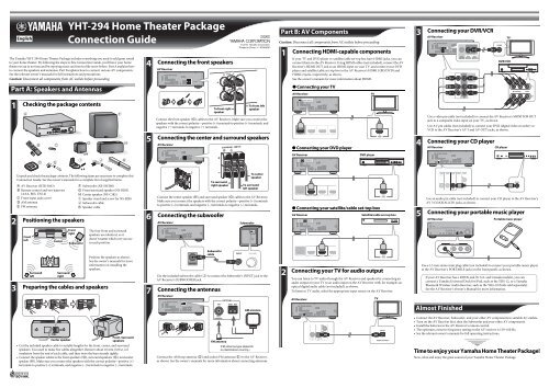 YHT-294 Home Theater Package Connection Guide