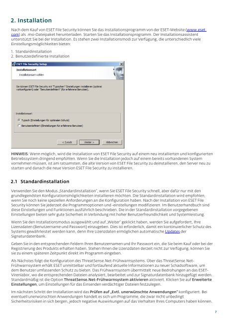 4. Arbeiten mit ESET File Security