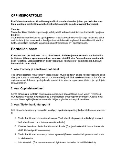 Esimerkki Portfolio-ohjeesta (pdf)