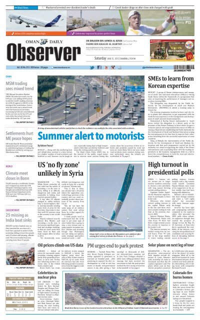 Summer alert to motorists - Oman Observer