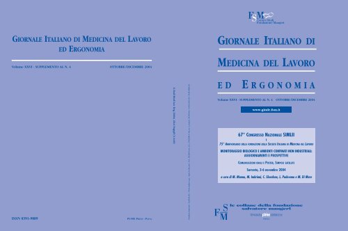 Copertina - Giornale Italiano di Medicina del Lavoro ed Ergonomia ...