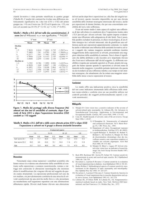 Comunicazioni orali e Poster sul Monitoraggio biologico - Giornale ...