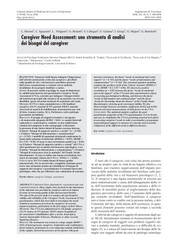 Caregiver Need Assessment: uno strumento di analisi - Giornale ...