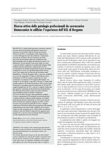 07 zottola - Giornale Italiano di Medicina del Lavoro ed Ergonomia