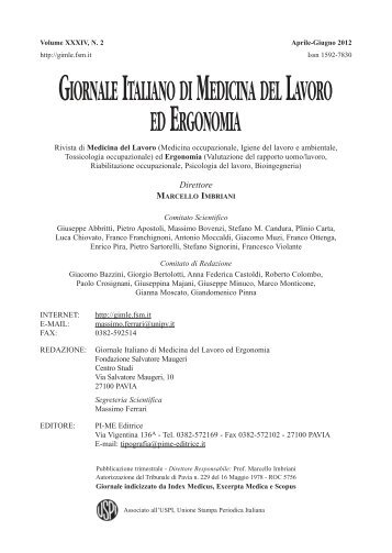 00 prime pagine - Giornale Italiano di Medicina del Lavoro ed ...