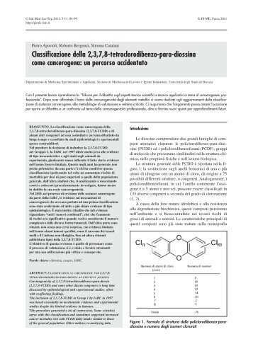 Classificazione della 2,3,7,8-tetraclorodibenzo-para-diossina come ...