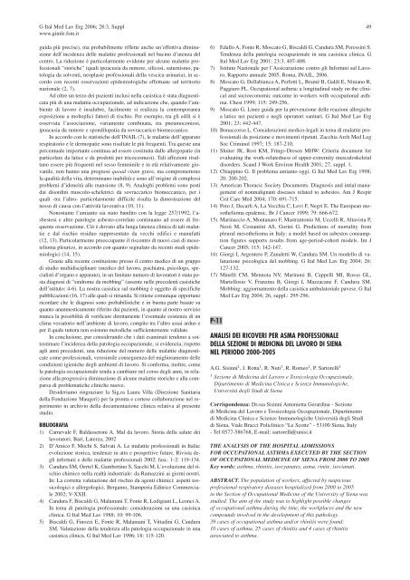 Indice - Giornale Italiano di Medicina del Lavoro ed Ergonomia ...