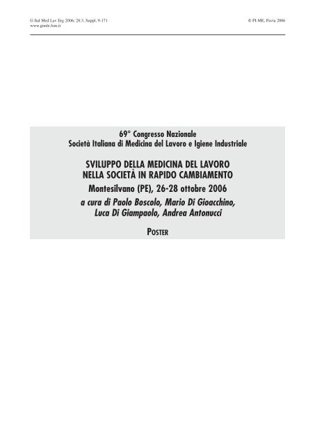 Indice - Giornale Italiano di Medicina del Lavoro ed Ergonomia ...
