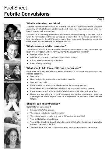 Fact sheet on Febrile Convulsions - Kids Health @ CHW