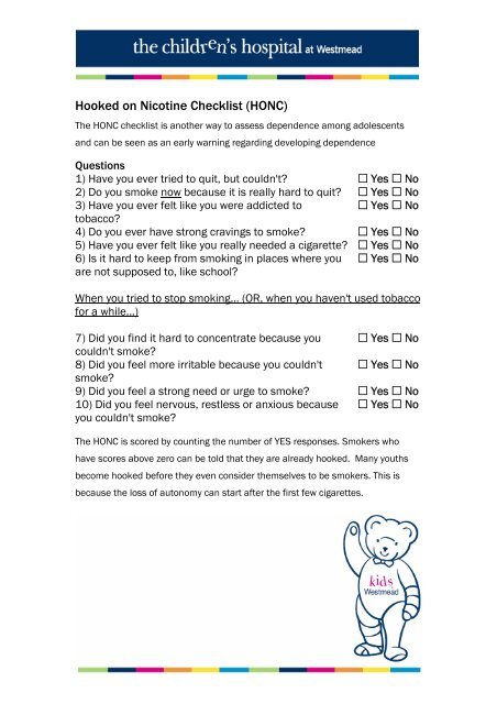 Hooked on Nicotine Checklist (HONC)