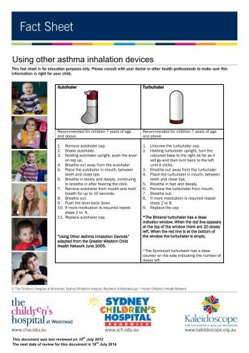 Using other asthma inhalation devices - Kids Health @ CHW
