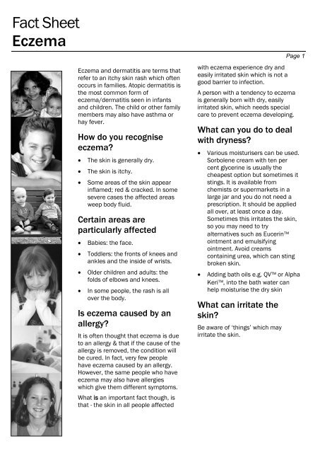 Fact Sheet Eczema - Kids Health @ CHW