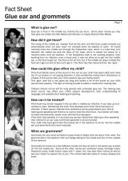 Fact Sheet Glue ear And Grommets - Kids Health @ CHW