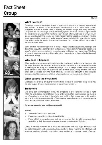 Fact Sheet Croup - Kids Health @ CHW