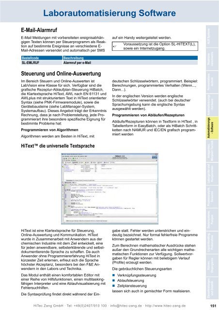 HiTec Zang Hauptkatalog 2010/2011 - HiTec Zang GmbH