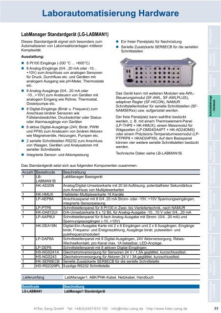 HiTec Zang Hauptkatalog 2010/2011 - HiTec Zang GmbH